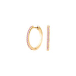 Silver creoles pink cz JANENOR 18mm