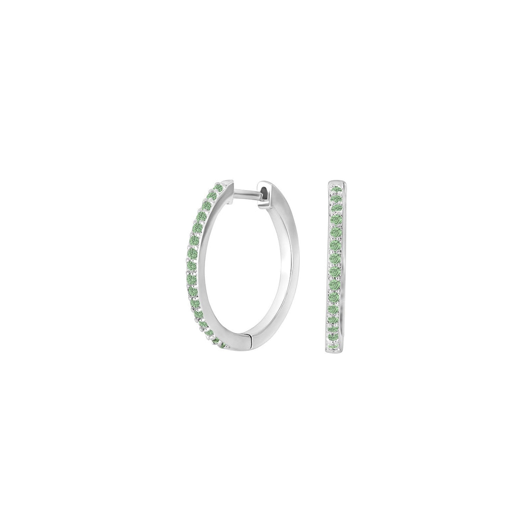 Silver creoles light green cz JANENOR 18mm
