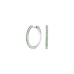 Silver creoles light green cz JANENOR 18mm