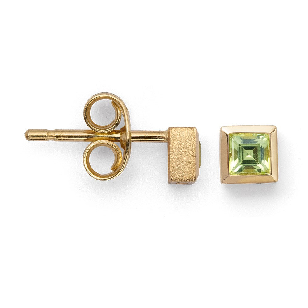 750/- earstud satin/pol., peridot 0,30ct