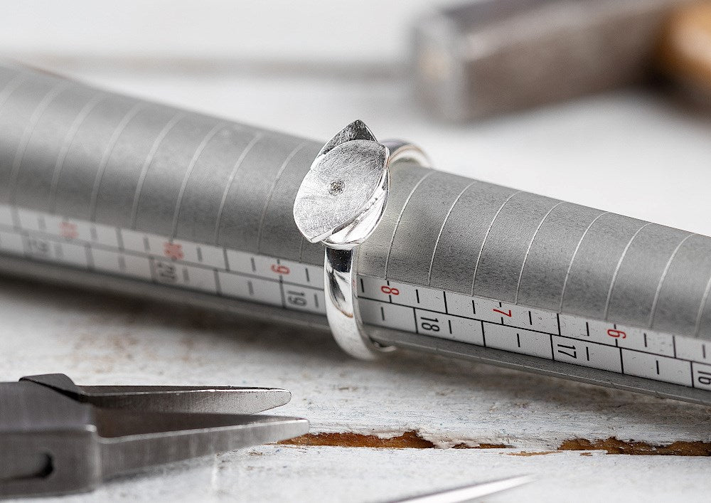 925/- Ring børstet mat/blank, dia. 0,02ct W-SI