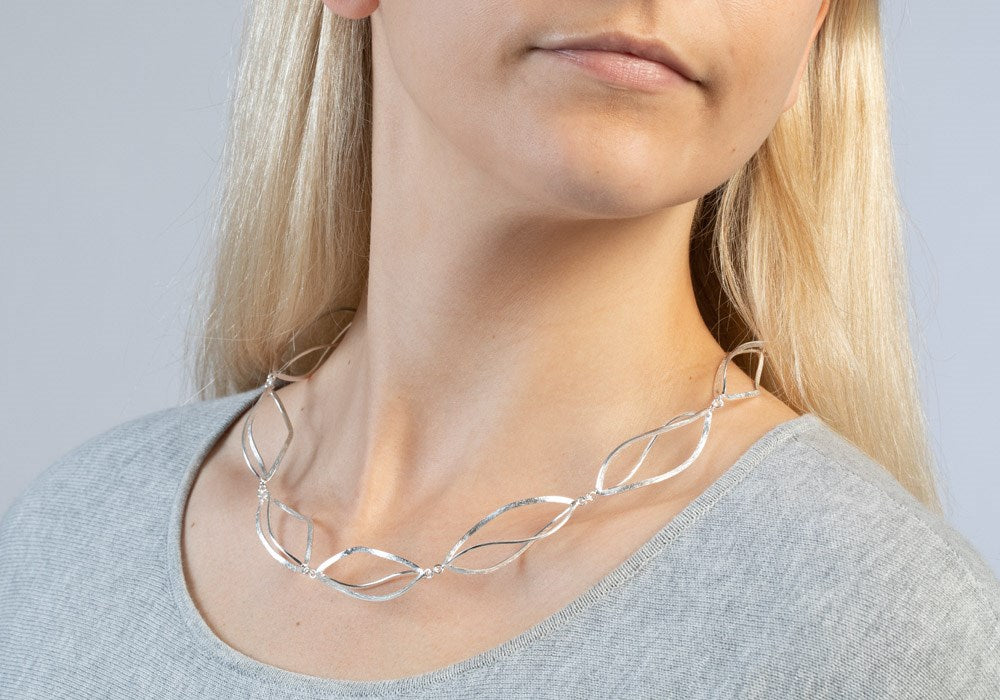 925/- collier børstet/blank, 50cm + 5cm