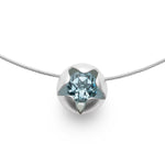 925/- pendant incl. steel wire satin, blue topaz