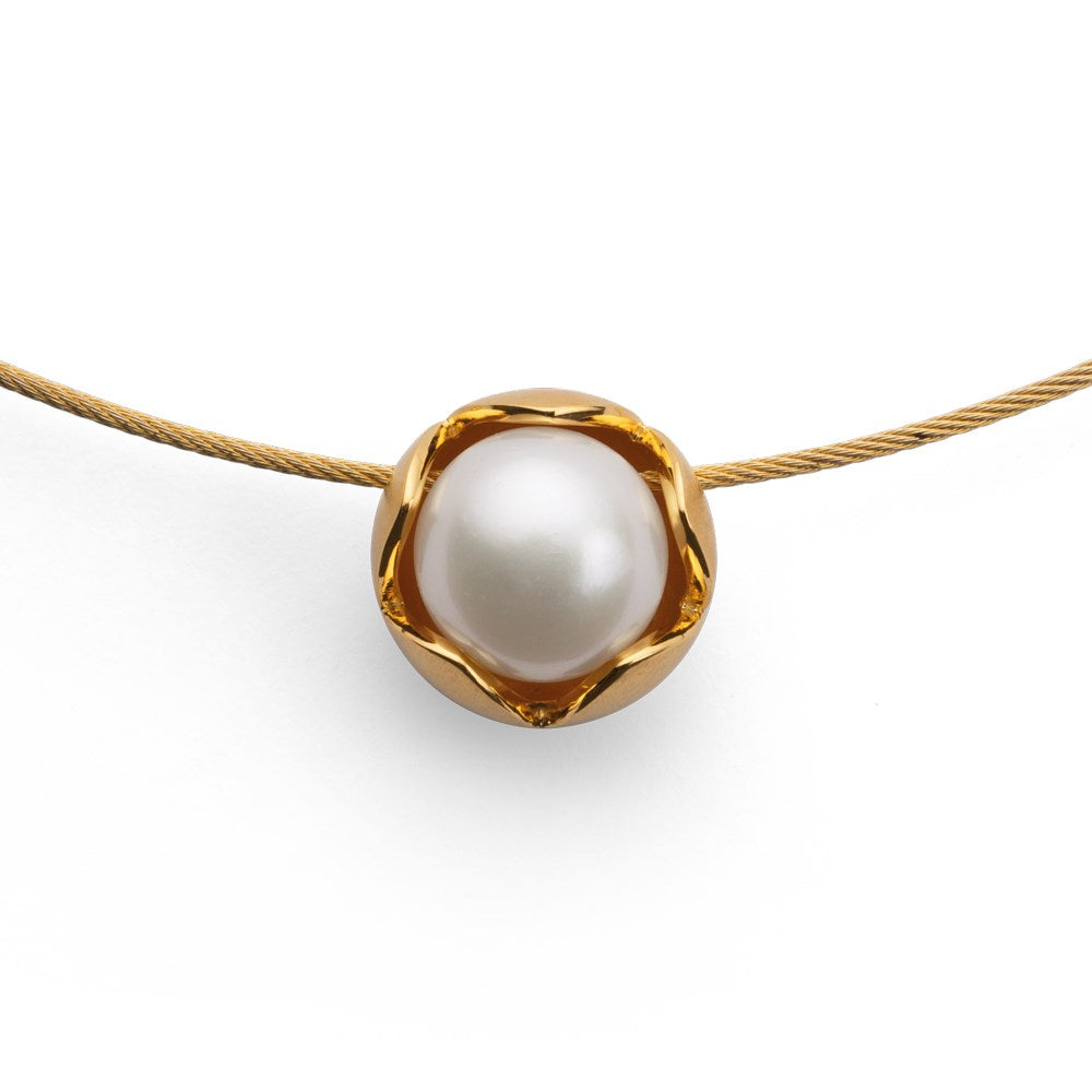 925/-pendant incl. steel wire,gp,satinmatt,pearl