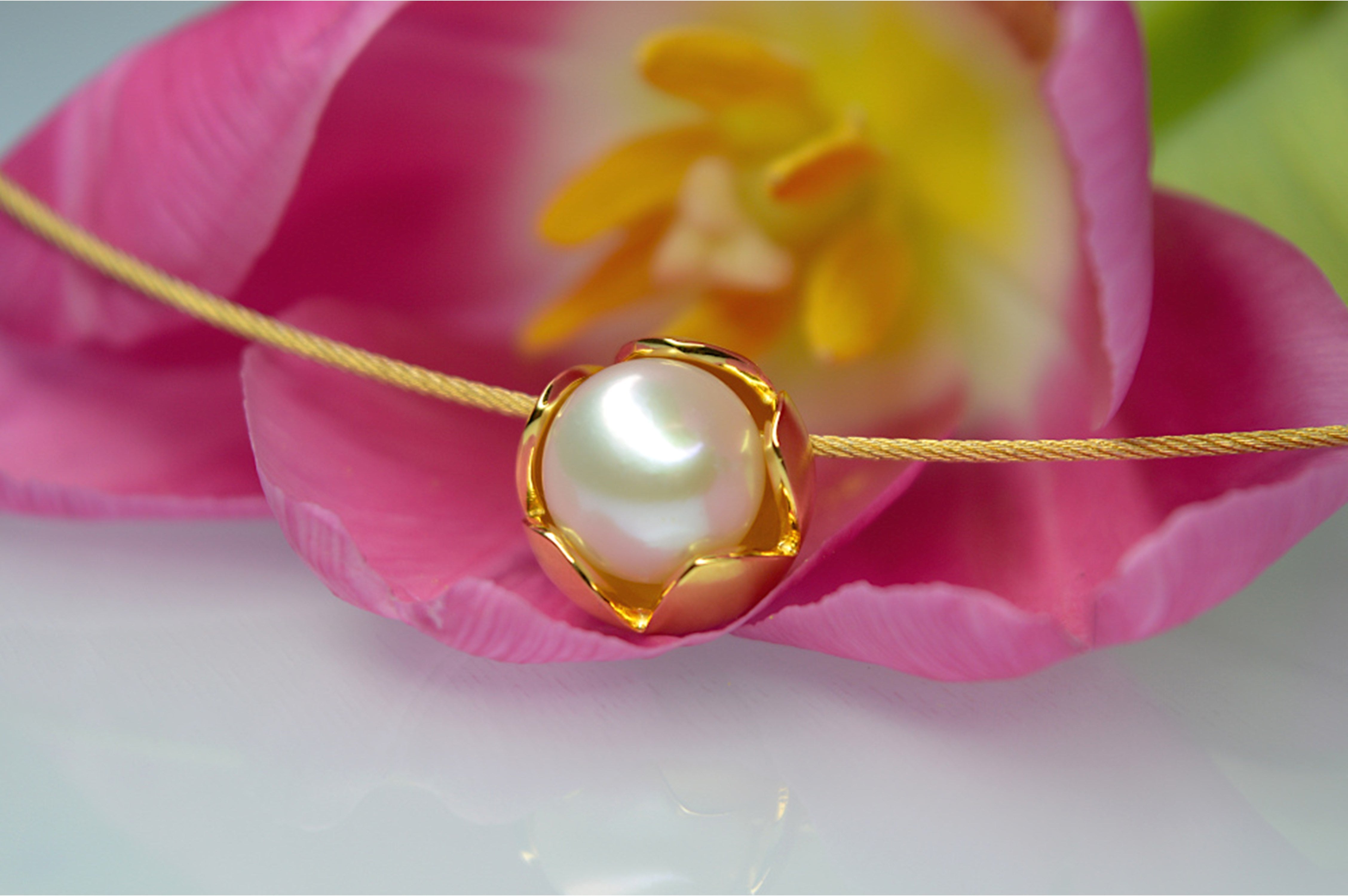 925/-pendant incl. steel wire,gp,satinmatt,pearl