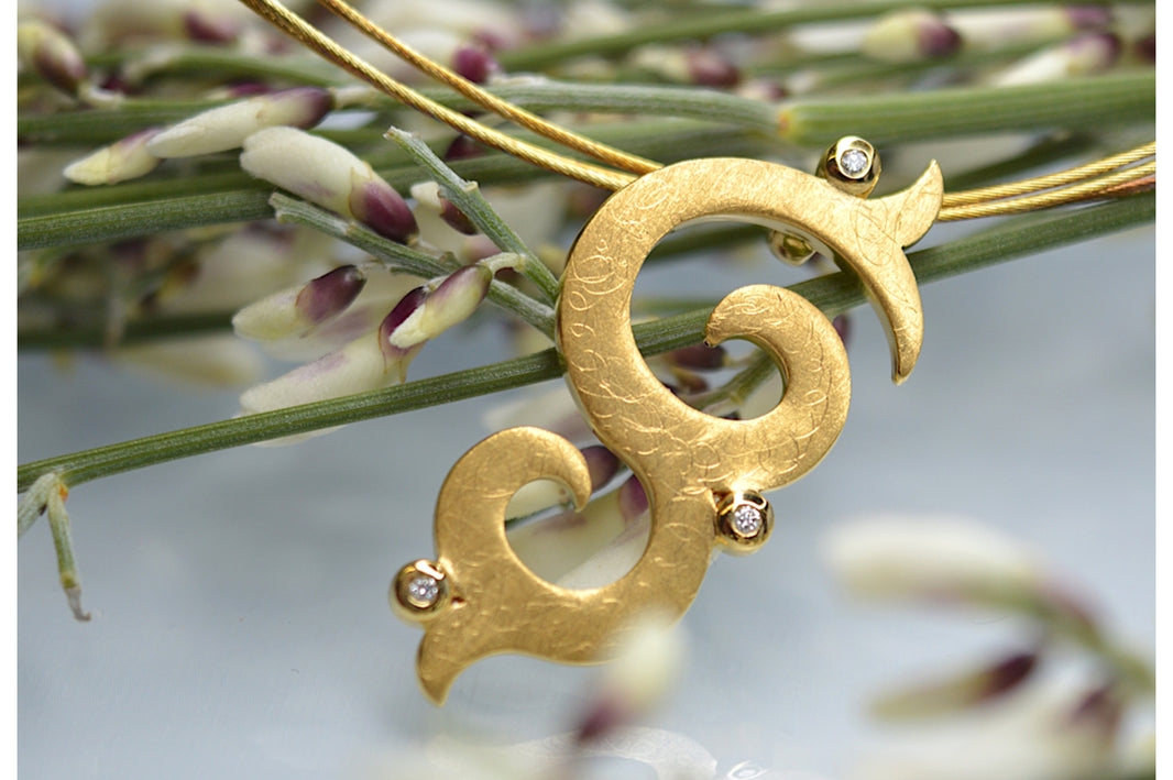 925/- Vedhæng, fg børstet, dia. 0,03ct W-SI