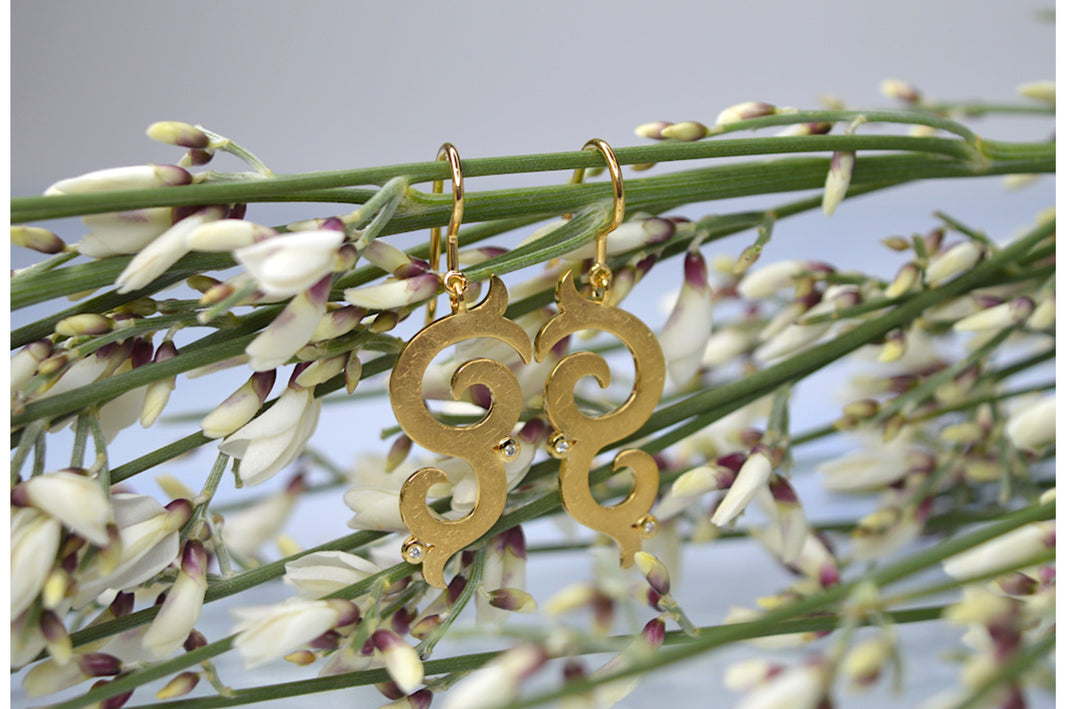 925/- øreringe, fg børstet/blank dia. 0,02ct W-SI