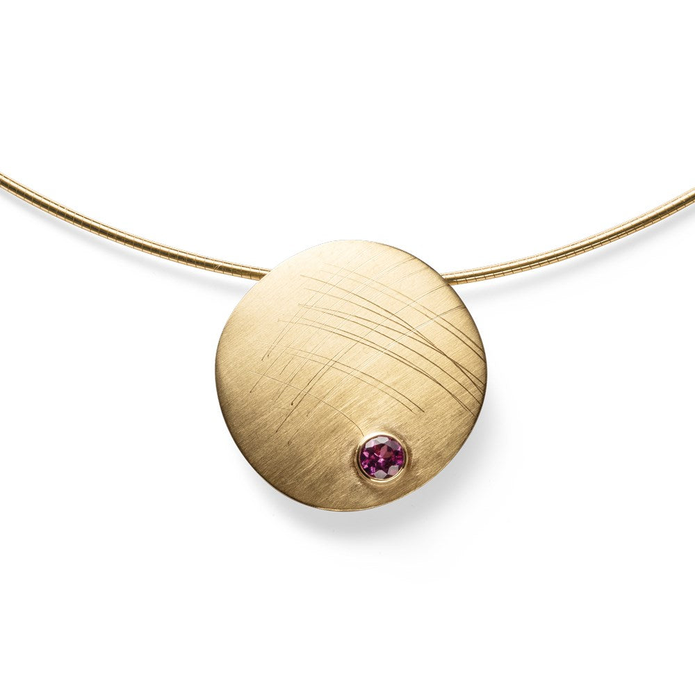 750/- Vedhæng mat/børstet, rhodolit 0,35ct