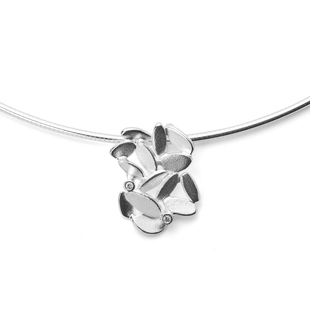 925/- Vedhæng sandblæst, dia.er 0,02ct W-SI