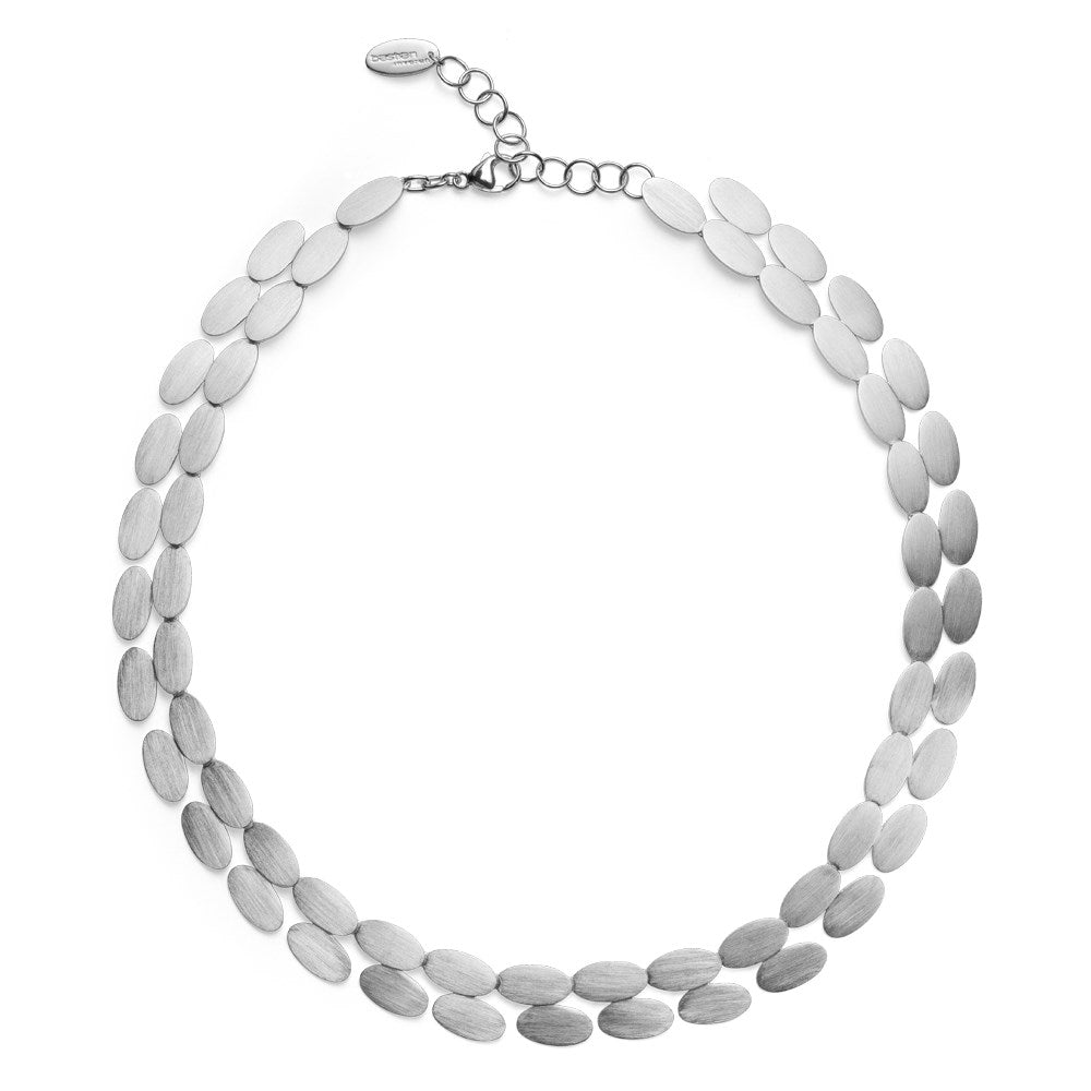 925/- Collier mat., 43cm + 5cm