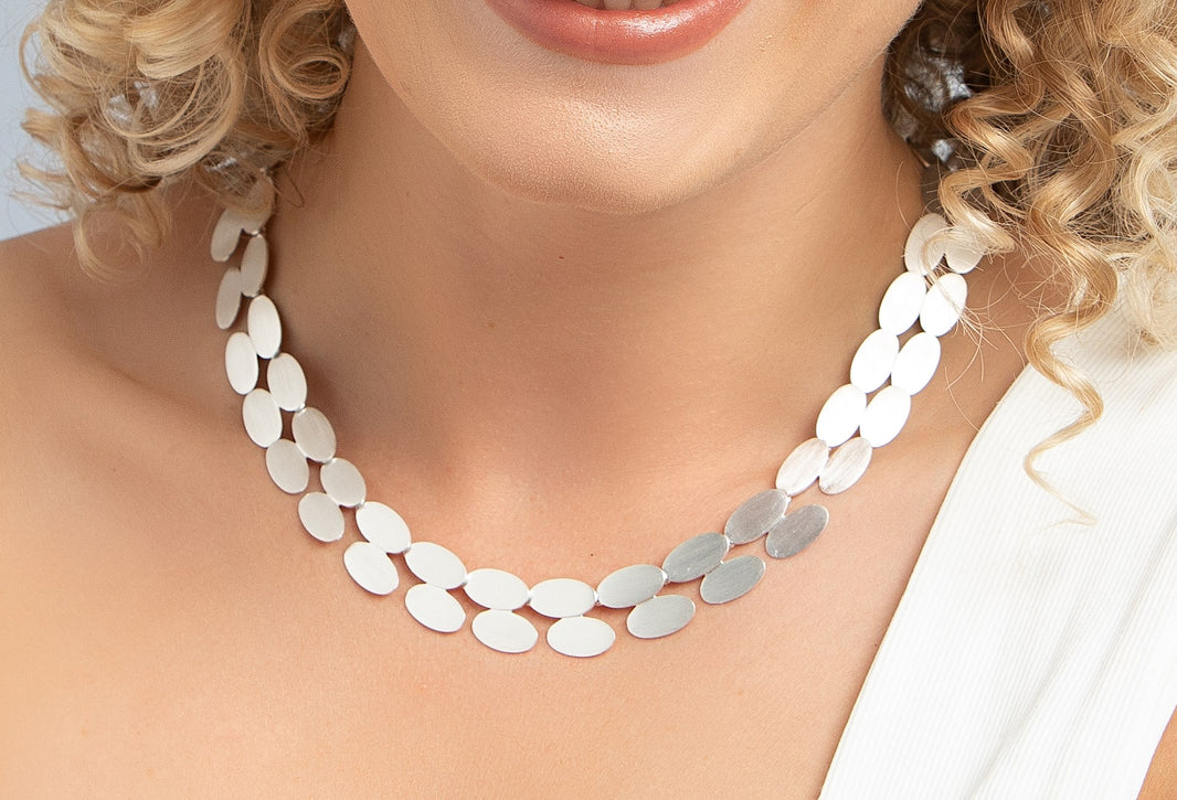 925/- Collier mat., 43cm + 5cm