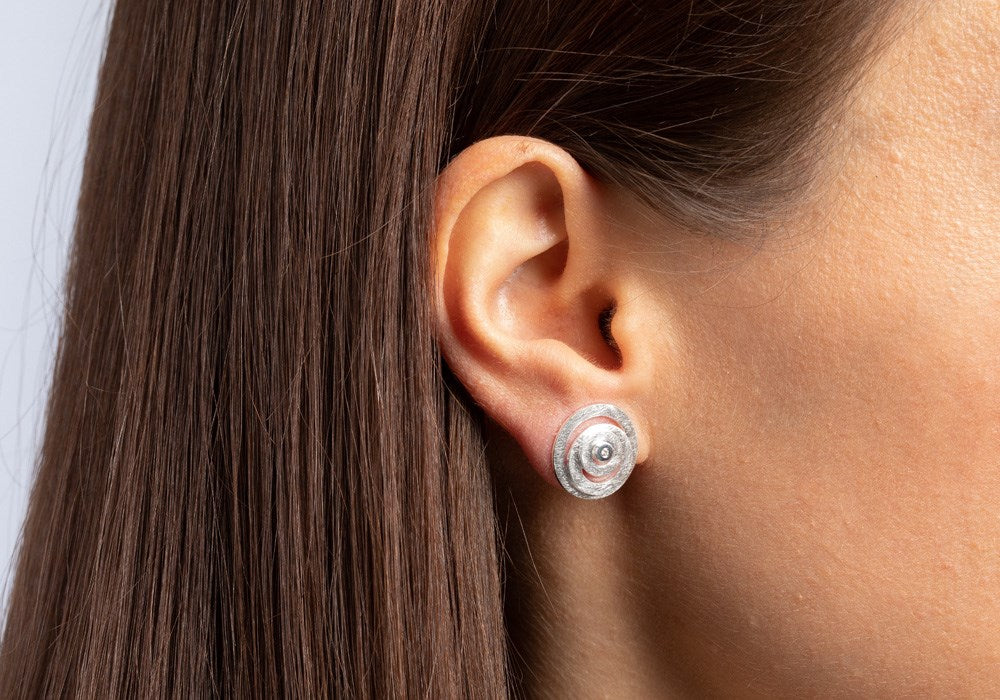 925/- Earrings brushed, br 0.02ct W-SI
