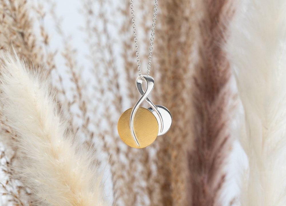 925/- pendant, partly gp satin/pol.