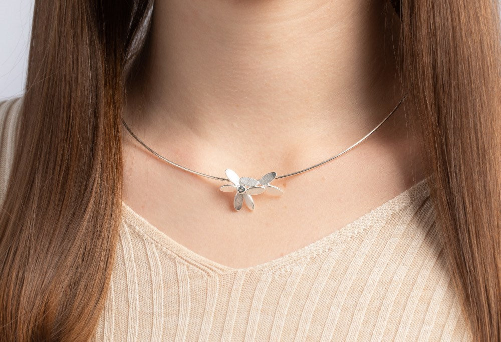 925/- Vedhæng mat, blå topas 0,10ct