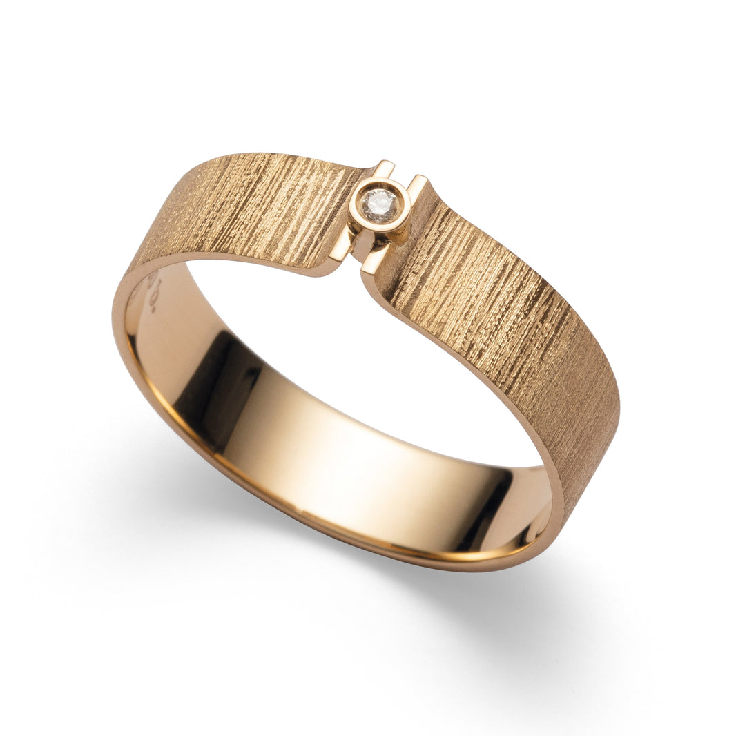 750/- Ring mat/børstet, brillant 0,02ct W-SI