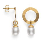925/- earstud, gp satin/brushed, pearls 6,46ct