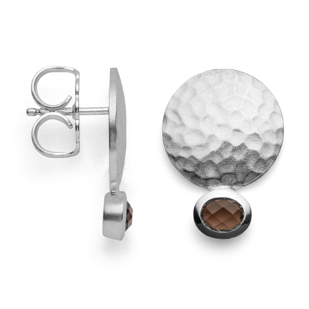 925/- earstud hammered, sq 0,48ct