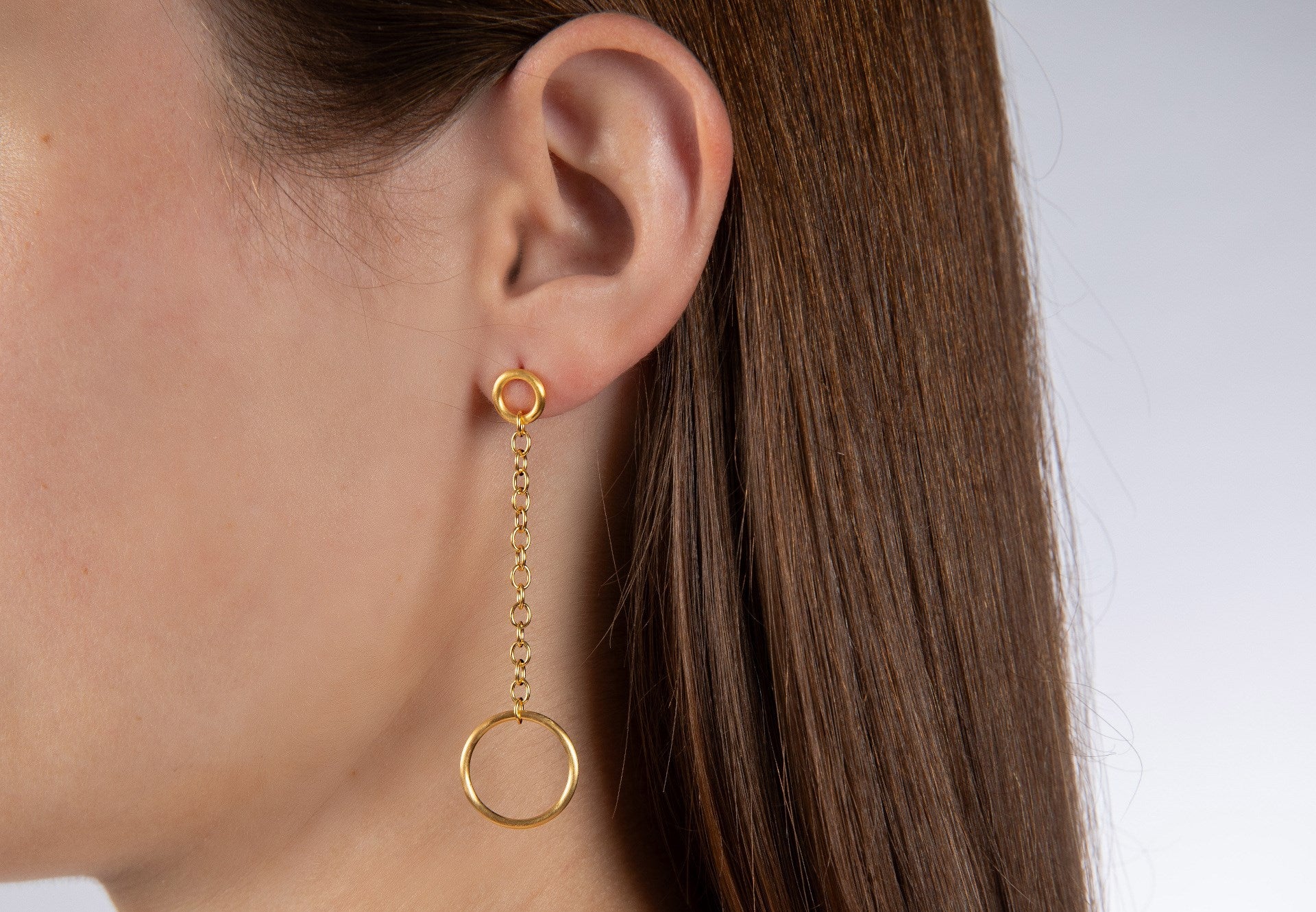 925/- earstud, gp satin/pol.