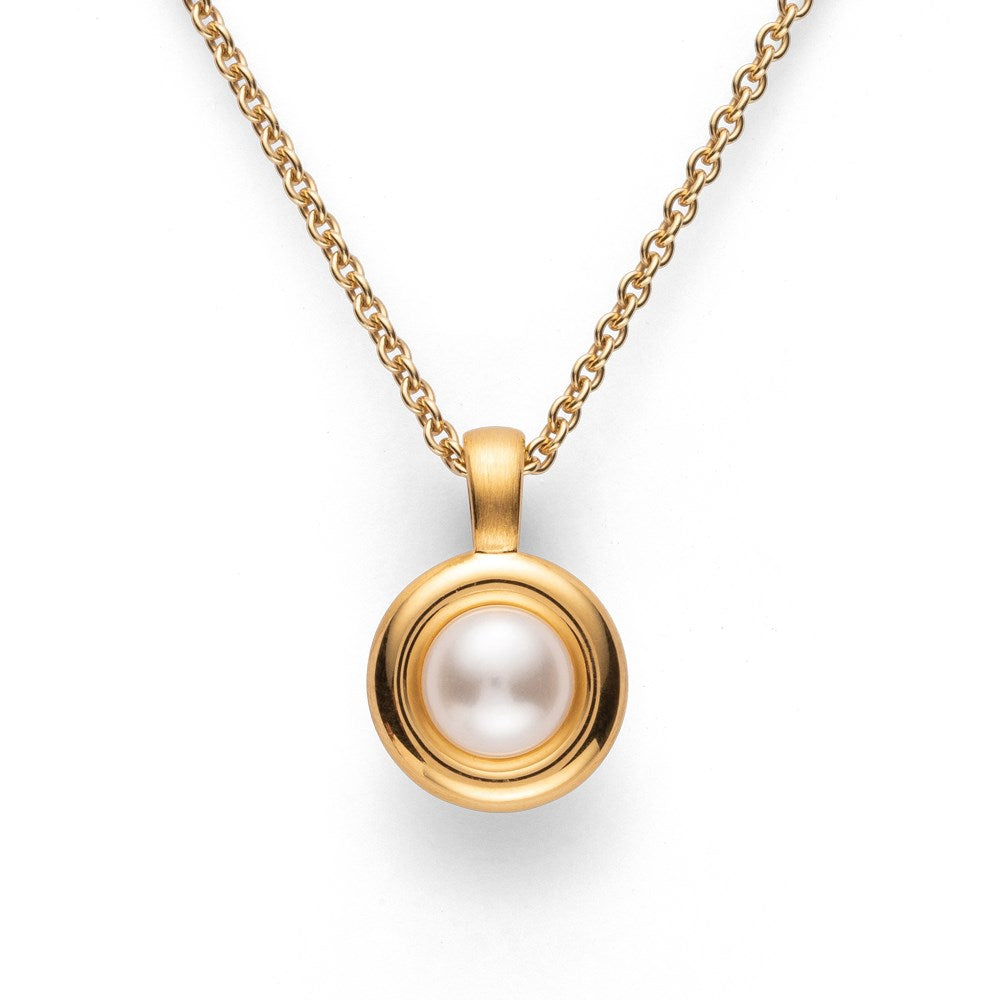 925/- pendant, gp matt/pol., pearl 1,46ct