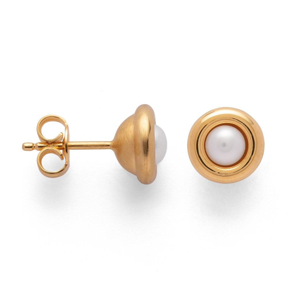 925/- earstud, gp pol., pearls 1,03ct