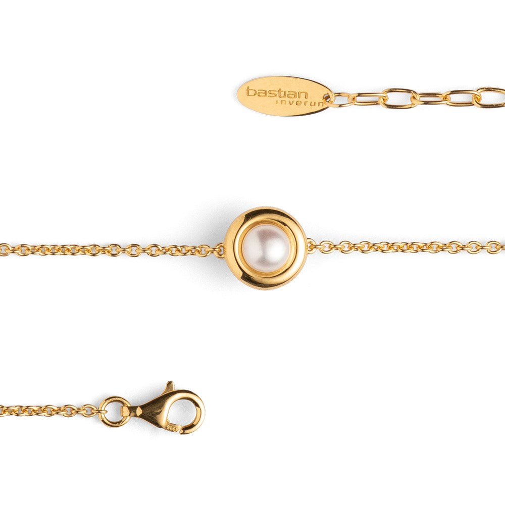 925/- armbånd, fg mat/blank perle, 17+2cm, 1.8mm