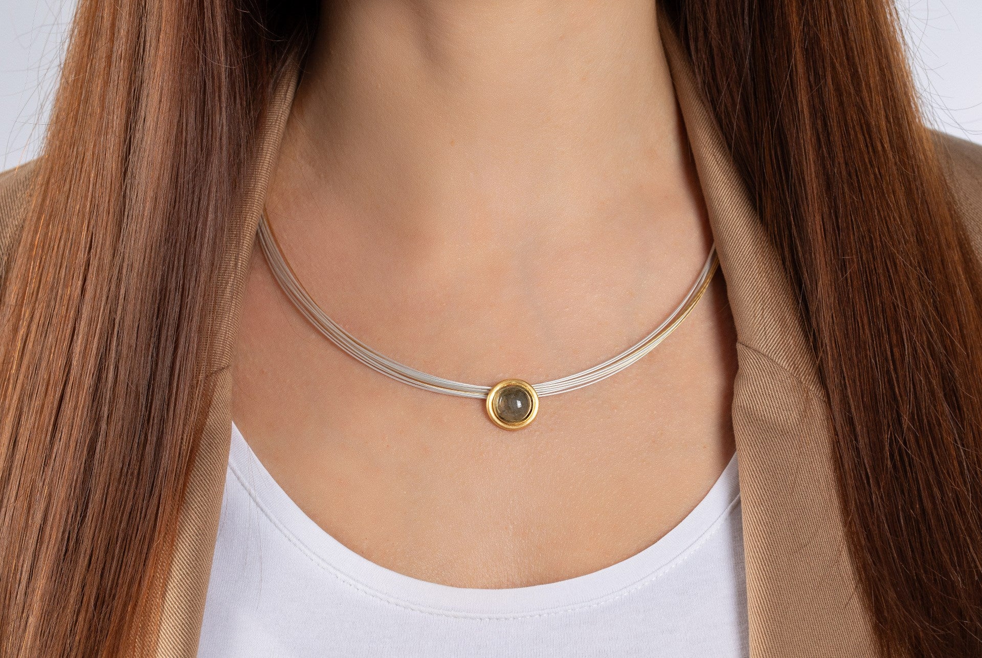 925/- pendant, gp satin/pol., labradorite 2,63ct
