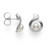 925/- earstud, rho. satin, pearls 2,12ct