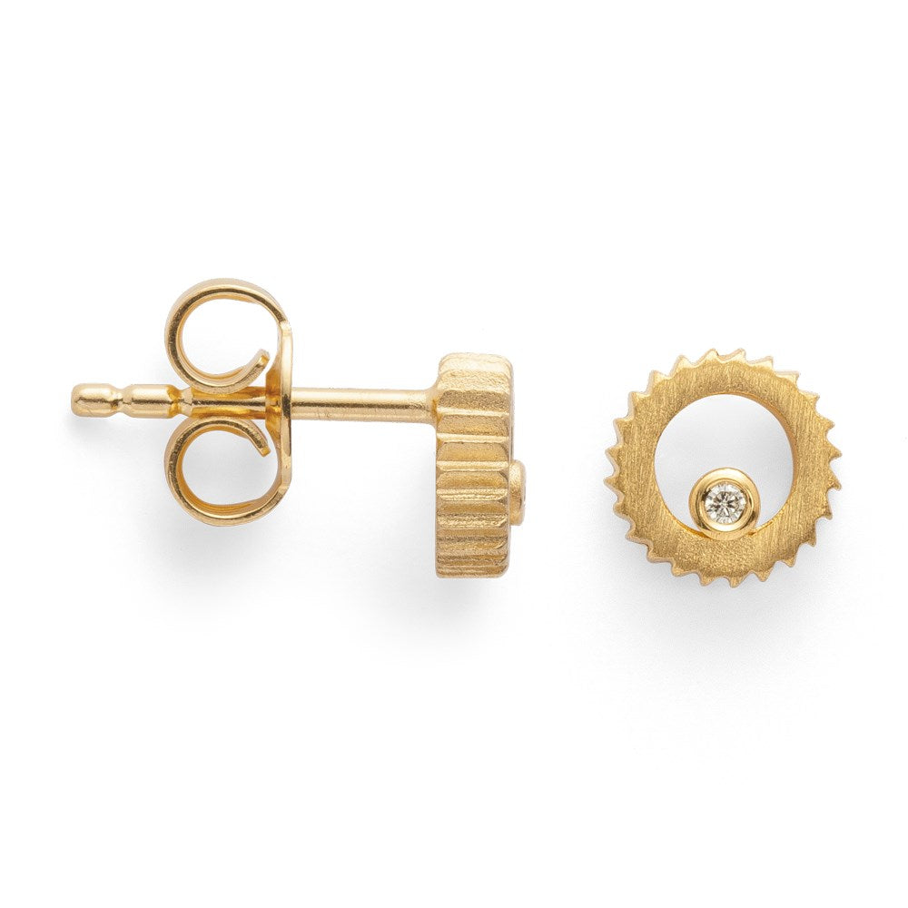925/- earstud, gp satin, dia. 0,01ct W-SI
