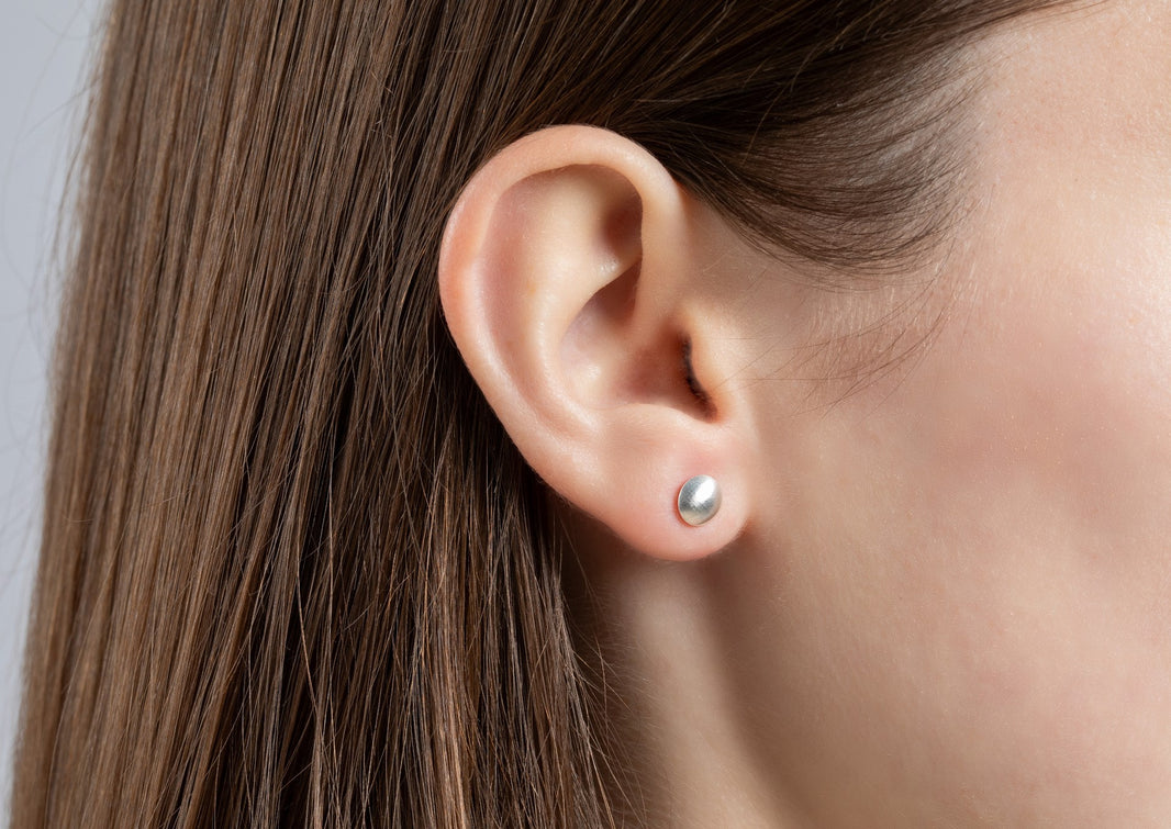 925/- Earrings "small button" matt