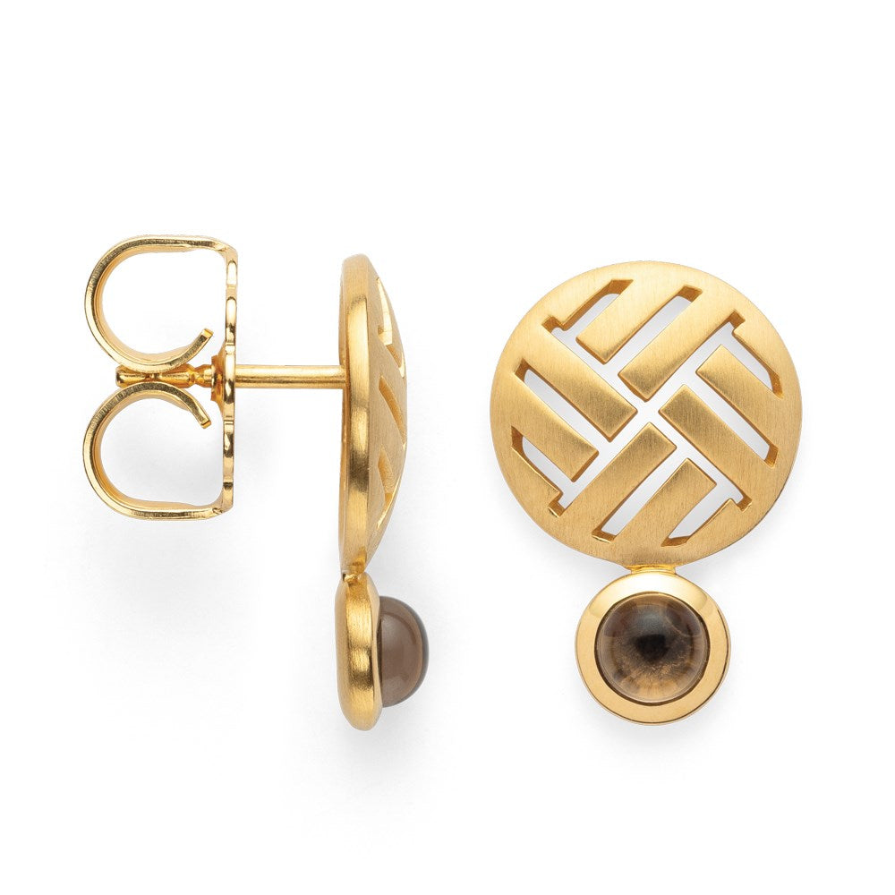925/- earstud, gp satin/pol., sq 0,72ct