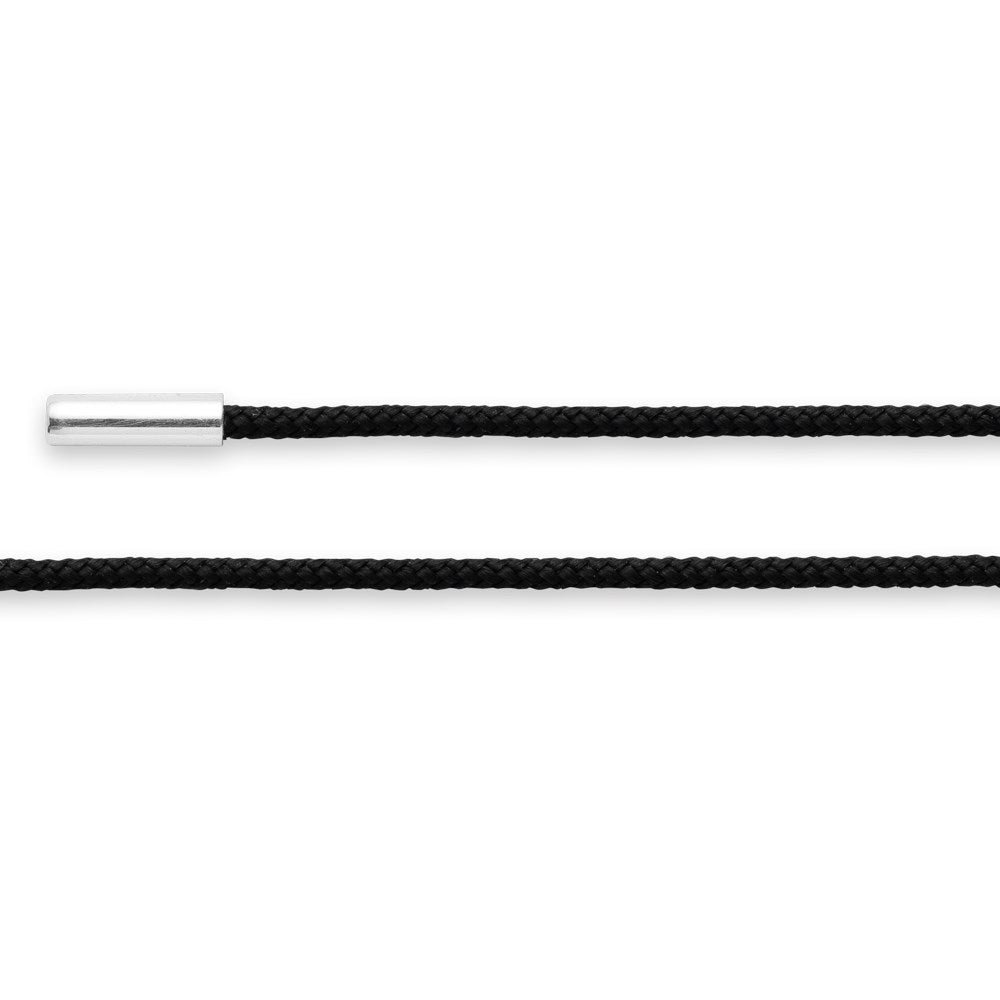 cotton cord w 925/- end caps black, 39,37 in.