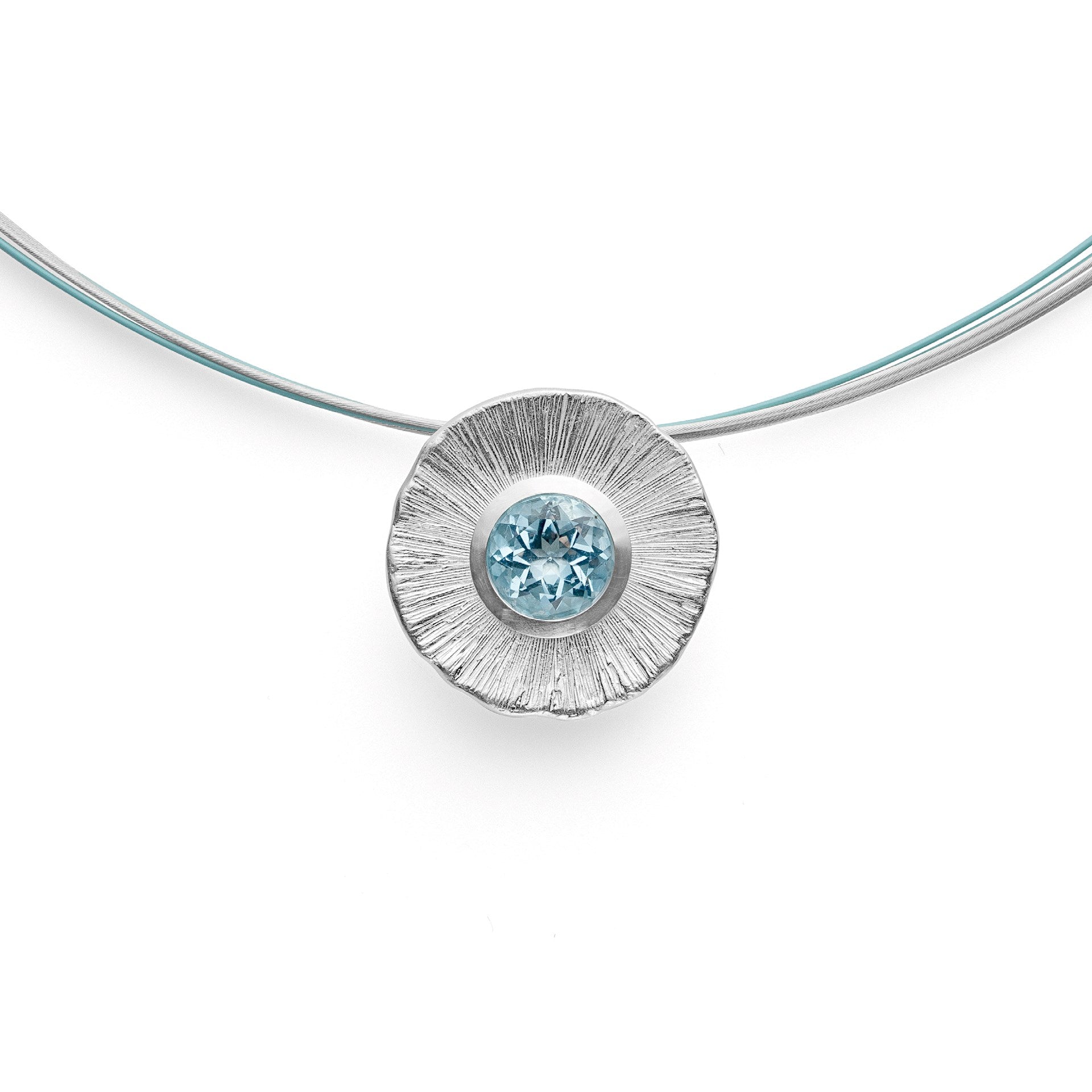 925/- Pendant matt/ blue topaz