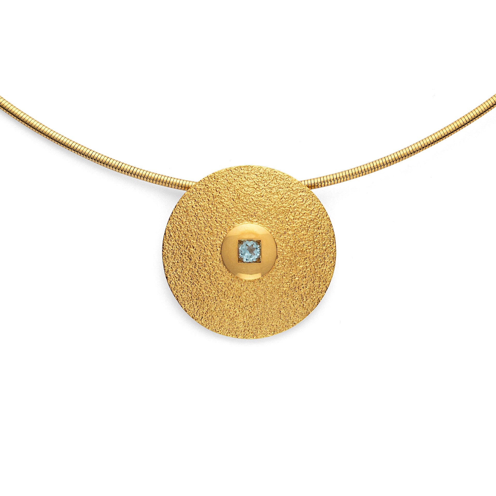 925/- pendant, gp spe.text./pol., blue topaz