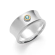 925/- Ring, fg 18K matt/glossy, blue topaz 0.08ct