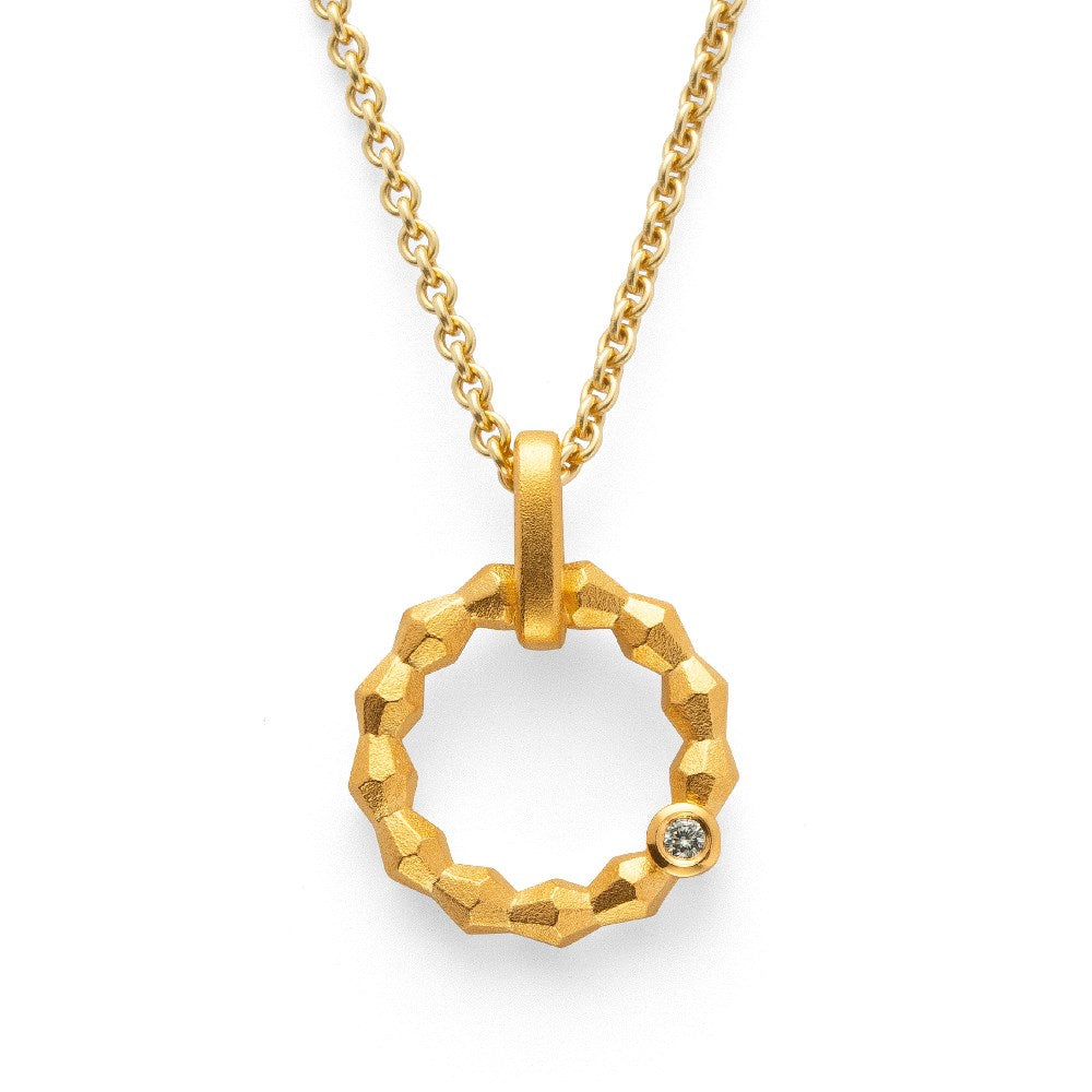 925/- pendant, goldplated satin, dia. 0,02ct W-SI