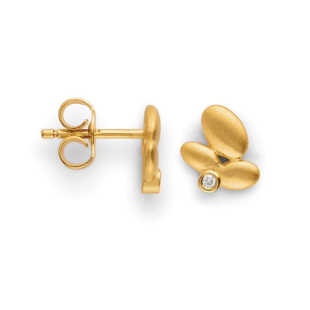 925/-ear studs,gold-plated, matt, dia. 0,02ct W-SI