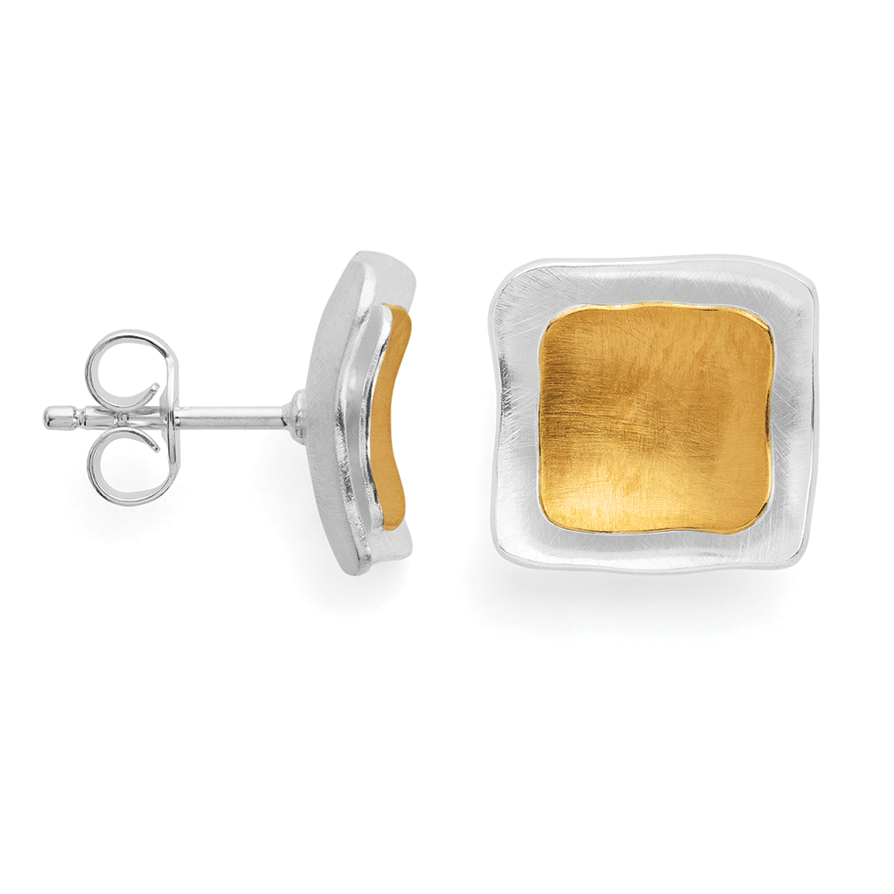 925/- earrings, partially fg., brushed