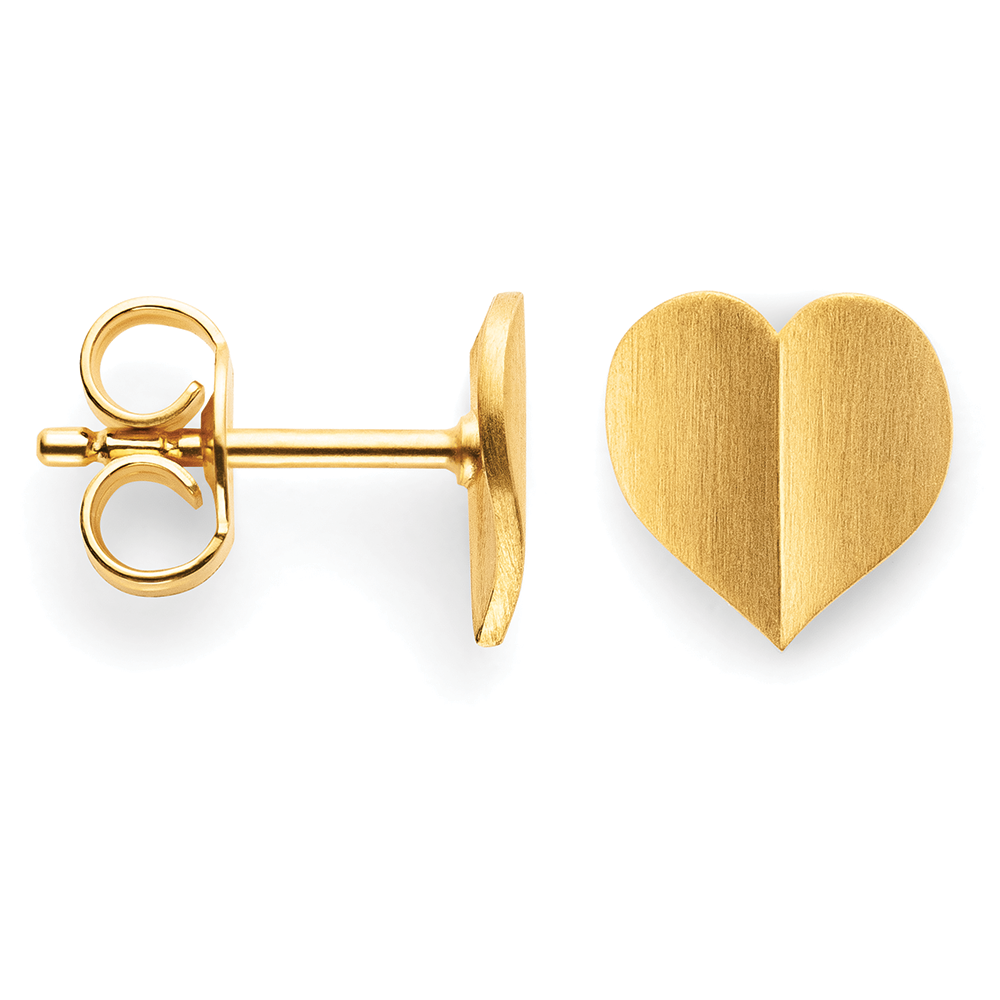 925/- ear studs, gold-plated, matt