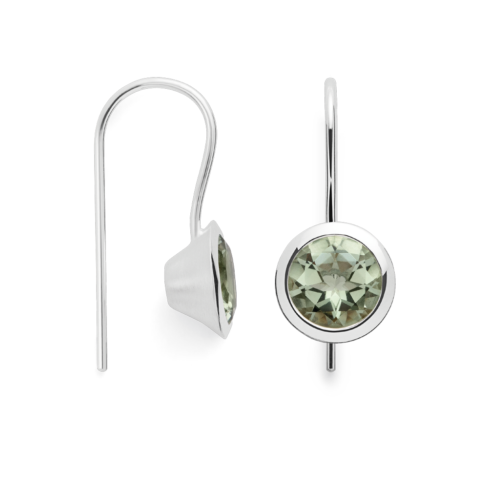 925/- earring, matt/pol., amethyst green 3.1ct
