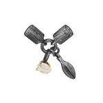 Black silver rhod. claps Herkimer dia.+leaf