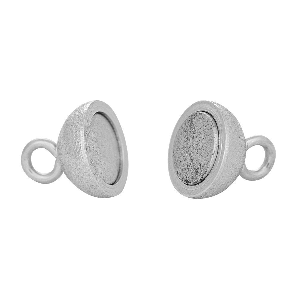 Rhod. Silber Magnet Perlenverschluss 8mm matt