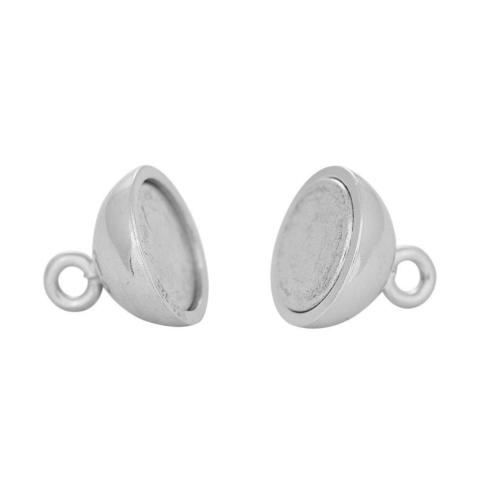 Rhod. Sølv magnet perlelås 12mm blank