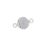 Rhod. Sølv magnet perlelås pavé. m. cz 12mm