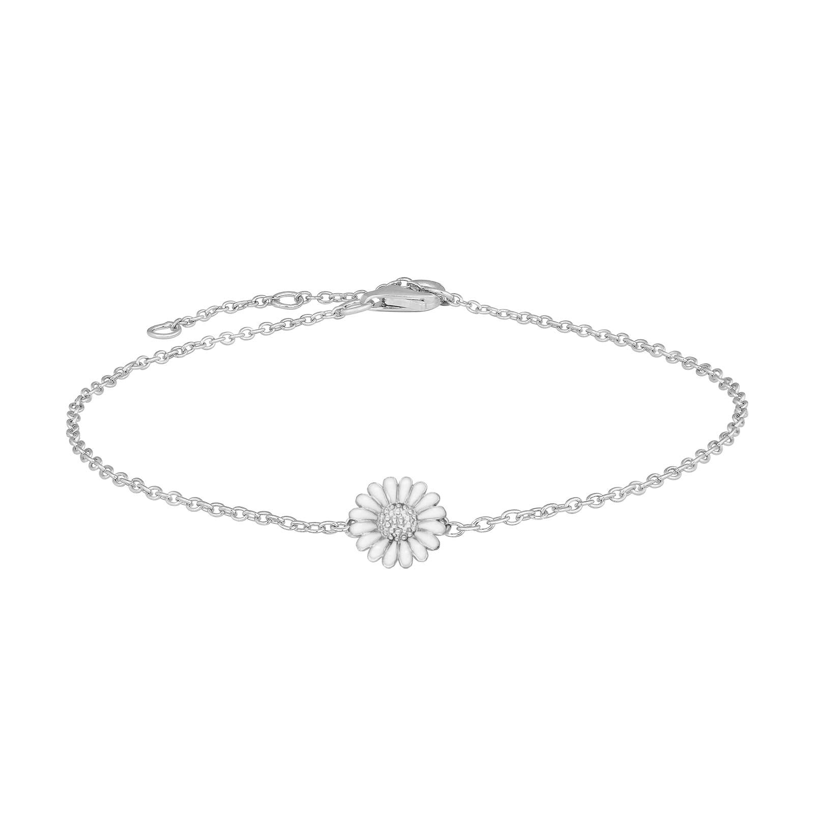 Rhod. silver bracelet Marguerite 10mm