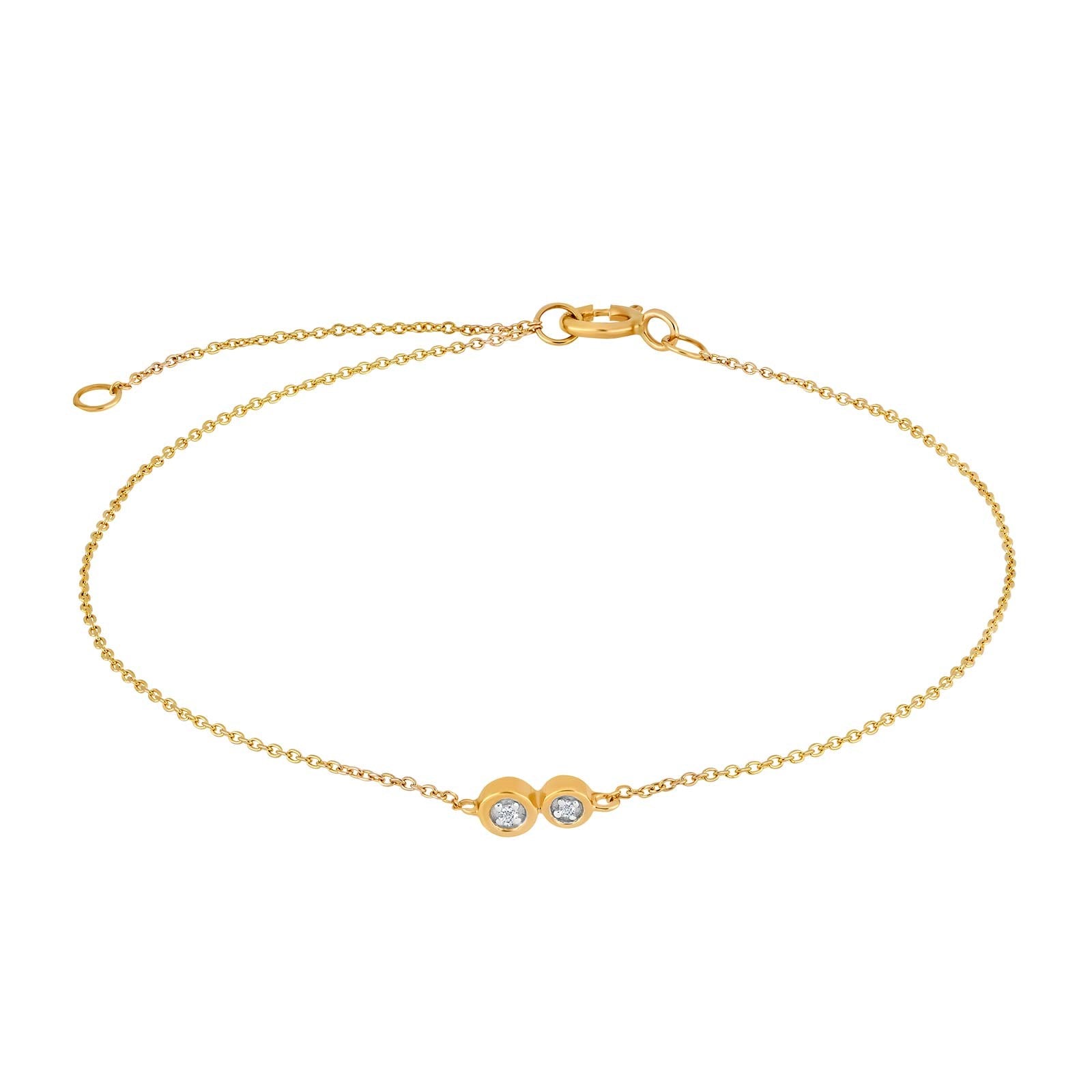 14ct. gold bracelet w/2 x dia. 0.01ct W/SI