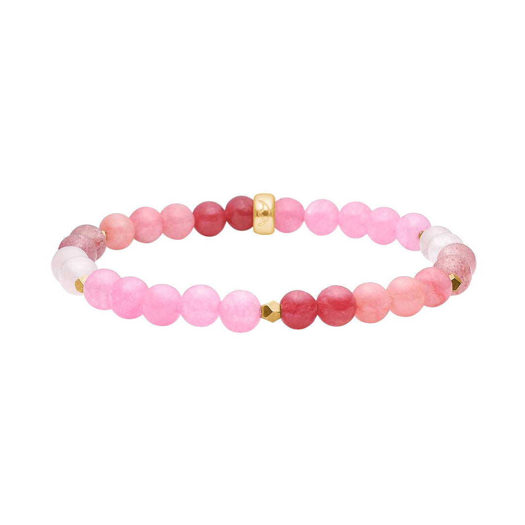 Rosaquartz, cherry quartz, lyserød spong quartz, fg. hematit 6mm armbånd