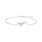 Rhod. Silber Armband Herz m. rosa cz