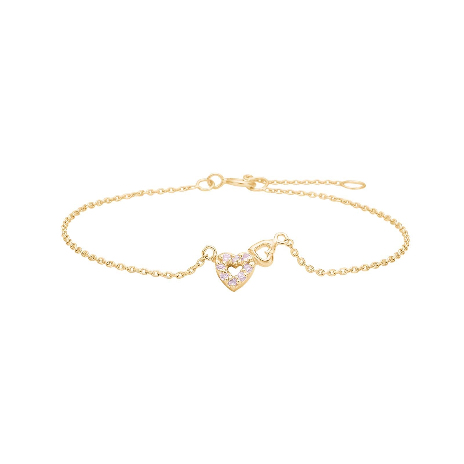 Verg. Silber Armband Herz m. rosa cz