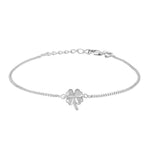 Rhod. silver bracelet w/clover