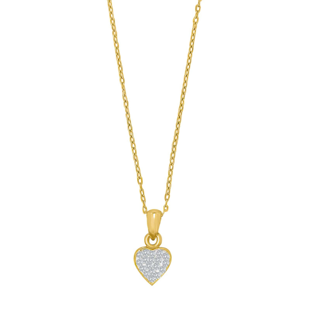 Goldp. silver necklace heart w/cz